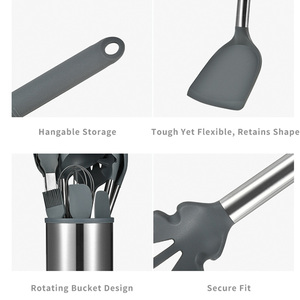 11-Mảnh Cao Cấp Chất Lượng Silicone Đồ Dùng Thiết Lập Thân Thiện Với Môi Không Dính Chịu Nhiệt Công Cụ Với Bền Lưu Trữ Xoay Cơ Sở - Product Image 5