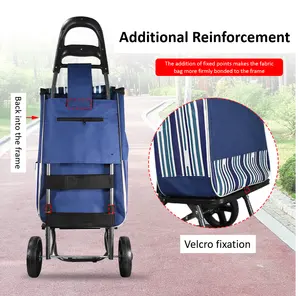 Factory Price 600D Polyester Shopping Bag Folding Supermarket Shopping Trolley Cart With Wheels