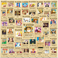 50 unids/bolsa Anime Luffy Wanted Poster estilo pegatinas extraíbles a prueba de agua