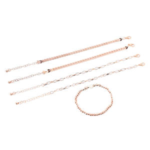 Fashion Chain Link <b>Bracelets</b> Rose Gold Plated Alloy Women's Trendy Plant Pattern 5 Piece <b>Set</b> - Product Image 6