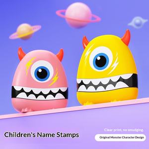 Tampon nominatif en plastique pour enfants, motif monstre de dessin animé, pour vêtements de bébé de maternelle, mignon, vente en gros - Product Image 4