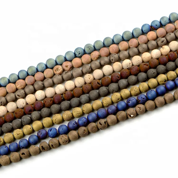 Matte runde Perlen 10 MM Druze Achat Geode klassische Philosophie der Kunst lose Perlen Schmuckherstellung Halskette Armband handgefertigt