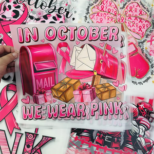 Customized Breast Cancer Dtf Transfers Ready to Press Vinyl <strong>Printed</strong> Designs Sticker Heat Transfer <strong>Iron</strong> <strong>on</strong> Labels for T-shirt - Product Image 1