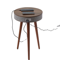 Table basse intelligente en bois MDF moderne avec haut-parleur Bluetooth, recharge sans fil et port USB pour salon
