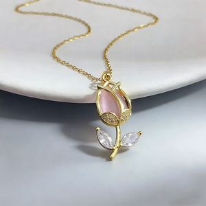Premium Women's Copper Zircon 18K Gold Plated Flower Pendant Necklace Sporty Christian Gift CN & GUA Origin TRYME Brand - Product Image 1