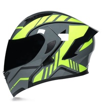 Casque de moto intégral SLKE unisexe, avec aileron personnalisé, double lentille, style tout-terrain hivernal, à rabat en ABS