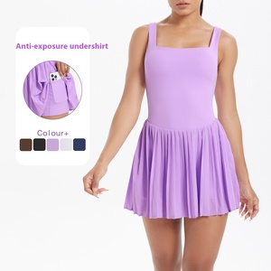Nuova gonna da Tennis leggera Anti-corsa da donna abito sportivo nudo a due pezzi con Logo frontale a pieghe per Yoga tasca inferiore - Product Image 1