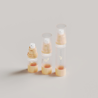 Botol pompa pengap plastik bertekstur bambu untuk perawatan kulit untuk Serum Pembersih Wajah Masker Losion kemasan Logo kustom