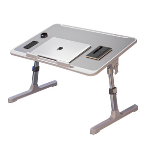 Meja Lap kayu portabel Eropa dengan laci penyimpanan 4 Usb Port laptop komputer tempat tidur dapat dilipat dudukan Notebook - Product Image 4