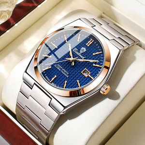 Montre à quartz pour homme Binbond B1128 1128, bracelet en acier inoxydable, classique, business, décontractée, étanche, aiguilles lumineuses, date automatique. - Product Image 4