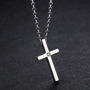 Collier en acier inoxydable avec pendentif croix pour homme et femme, couple, simple, étudiant, Jésus, chaîne claviculaire, cadeau pour amoureux - Product Image 2