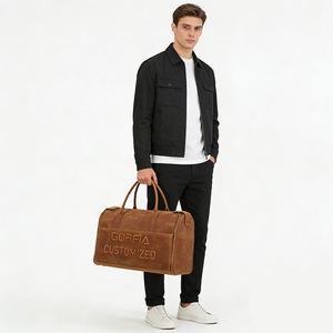 Bolsa de Viaje de Cuero Vintage Personalizada, Bolsa de Fin de Semana de Gran Capacidad, Bolsa de Gimnasio para Pasar la Noche, Proveedor OEM - Product Image 1