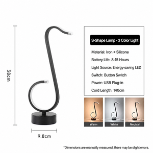Lámpara de Mesa LED en Espiral YONGZE, Control Táctil Flexible, Regulación Continua, para Dormitorio, Mesita de Noche, Diseño Moderno Rústico - Product Image 5