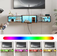 Meuble TV flottant LED de luxe moderne en MDF, console multimédia en bois, bancs pour salon ou chambre, table TV, armoire