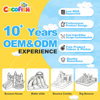 Château gonflable aquatique Cocofish avec toboggan et piscine, château gonflable arc-en-ciel Oxford pour enfants pour fête d'été en plein air