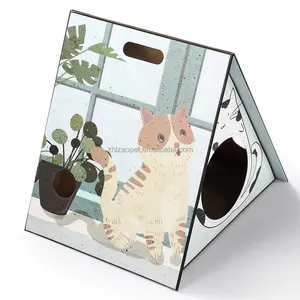 2023 Hot Sale Wholesale Cardboard Scratcher Triangle Scratcher Cat House