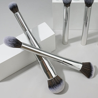 Ensemble de pinceaux de maquillage professionnels de luxe en aluminium argenté avec poils synthétiques, 10 pièces pour le visage, les lèvres et les yeux