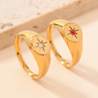 Bague en diamant étoile ovale en acier inoxydable pour femme-Design à la mode et minimaliste