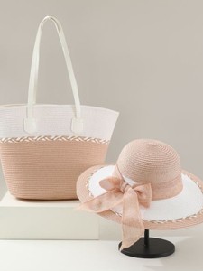 New Straw <b>Zip</b> Closure Waterproof <b>Tote</b> Bag Set Seaside Vacation Fashion Summer Travel Large Capacity Women Tanjing - Product Image 5