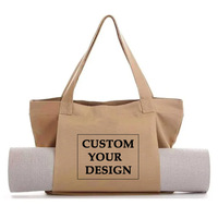 Sac fourre-tout en toile de coton écologique pour tapis de yoga, impression de logo personnalisé, grande capacité, sac à bandoulière pour la plage et la gym, vente en gros