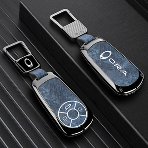 Étui de protection en alliage de zinc et cuir pour clé de voiture ORA Es11 Good Cat R1 R2 Baimao <span class=keywords><strong>IQ5</strong></span> EV, porte-clés et accessoires - Product Image 4