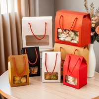Papier-Geschenkbox mit Klarsichtfenster und Kordelgriff, Kraft-Geschenkbox für Süßigkeiten, individuell bedruckte Hochzeits-Gastgeschenkbox, Großhandel