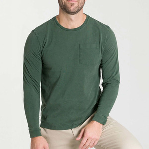 T-shirt à manches longues en polyester/coton respirant et anti-rides, coupe classique, qualité supérieure, t-shirts à manches longues en tricot pour hommes - Product Image 1