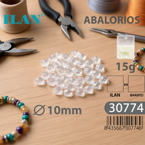Ilan Abalorios Perline sfaccettate trasparenti da 10 mm 15 g per la creazione di gioielli - Product Image 3