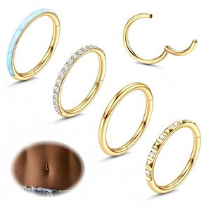 Anneau de piercing en acier inoxydable couleur or avec sertissage en canal pour nombril, nez, oreille, cartilage – Cadeau idéal - Product Image 1