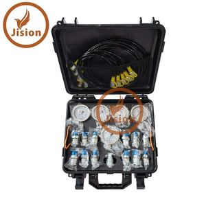 Kit de test de pression hydraulique pour excavatrice, kit de manomètres 100/250/400/600 bars, 13 raccords, 4 manomètres pour machines de construction - Product Image 1