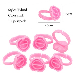 Disposable Eyelash <b>Glue</b> Ring Holder <b>Plastic</b> Dual Sided <b>Glue</b> Rings for Lash Extension Salon Wholesale - Product Image 5