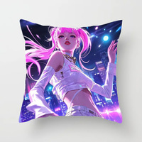 Housse de coussin ChamXue carrée, motif dessin animé K-Pop Demon Hunters Witch Group, ultra douce, à poils courts, pour canapé
