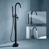 Robinet de baignoire à montage au sol avec douchette à main pour salle de bain, directement de l'usine OEM/ODM