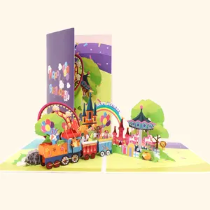 Tarjetas de invitación de feliz cumpleaños para niños Tarjeta de felicitación de feliz cumpleaños emergente 3D