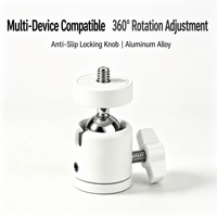 Support de caméra universel à rotule en métal robuste, support rotatif 1/4, adaptateur de trépied pivotant pour projecteur de lumière LED blanche