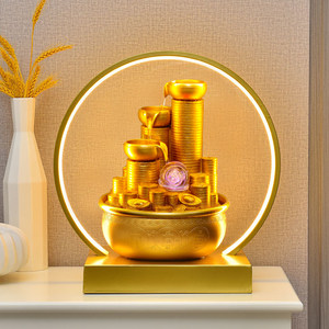 Ornement en résine à eau courante, décoration de bureau moderne minimaliste avec cygnes dorés, style Feng Shui - Product Image 4
