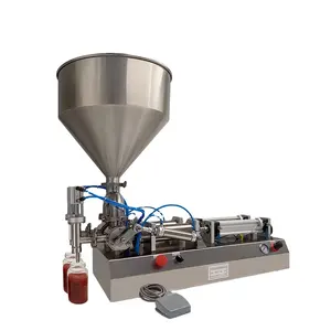 Double Nozzle Horizontal Pneumatic Piston Filler Semi-Automatic Paste Dispenser for Oil Cream Lotion Honey Butter with