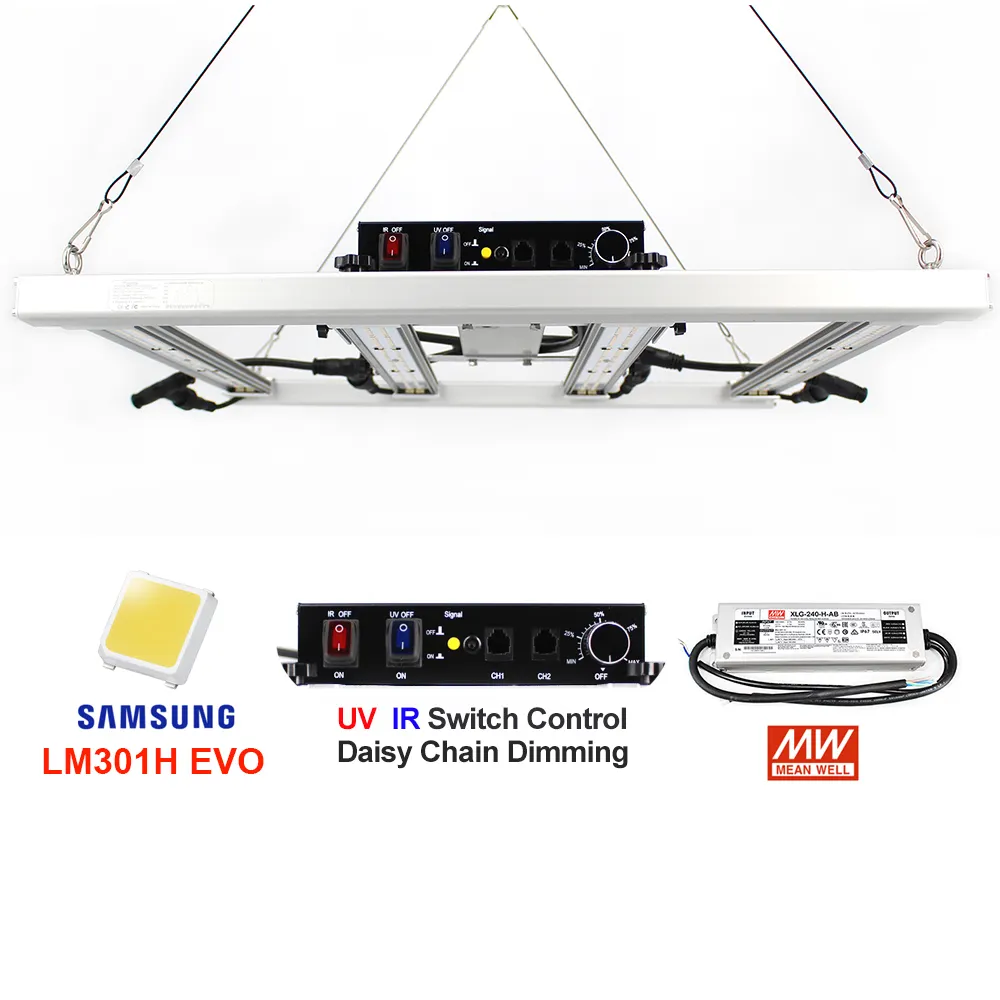 유럽 무료 배송 및 관세 주도 라이트 바 240W 원래 LM301H EVO 전체 스펙트럼 UV IR 스위치 APP 컨트롤러 성장
