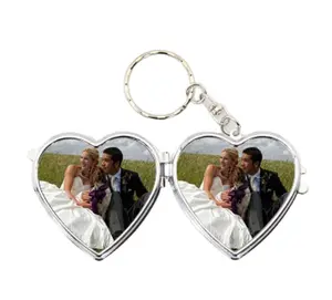 ZL09-04 Hot Selling Sublimation Blank Metal Keychain Photo Printing Heart Shape Makeup Mirror