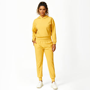 Sweat-shirts costume sweats à capuche surdimensionnés haut poche kangourou <span class=keywords><strong>cheville</strong></span> Leggings à revers avec poches latérales bas ensemble d'entraînement bande élastique - Product Image 3