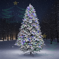 Arbre de Noël artificiel MaoSheng de haute qualité avec base, lumières LED, en PE/PVC, effet cèdre, neige artificielle, fournisseur personnalisé