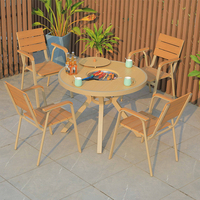Ensemble de table ronde de jardin en aluminium moderne pour balcon, foyer extérieur, barbecue coréen, ensemble de salle à manger pour hôtel et parc