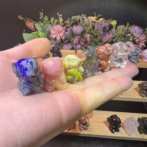 Mini éléphant naturel cristaux artisanat sculpture animaux bleu aventurine éléphant à vendre - Product Image 2