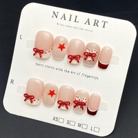 Diseñador Prensa en las uñas Ojo de gato corto Estilo francés 3D 10 piezas Uñas acrílicas hechas a mano Venta al por mayor Uñas postizas