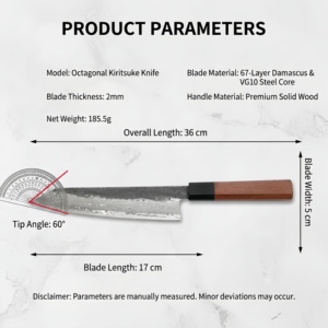 <span class=keywords><strong>Coltello</strong></span> da Cucina Ambidestro in Acciaio Damascato con Manico in Legno, Multiuso ed Ecologico - Product Image 2