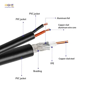 Fabricant de câbles Câble Rg59 2c CU Câble coaxial siamois Rg59 + 2c AITE ou OEM PVC/PE/LSZH