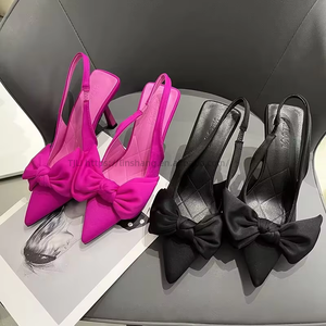 Summer Elegant Exy Women's Pointed Toe Bows Plus Size High <b>Heels</b> Stiletto Flats - Product Image 4