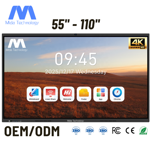 MIDA 4K LED LCD Smart Board Touch Screen Digital Interactive Smart White Boards 65 75 86 Inch Android Electronic Whiteboard