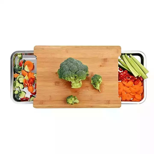 Planche à découper en bambou anticorrosion Bassin en acier inoxydable Bloc à découper Planche à découper de cuisine - Product Image 1