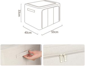 กล่องเก็บของพับเก็บได้สำหรับใส่เสื้อผ้า2หน้าต่างโครงเหล็ก - Product Image 4